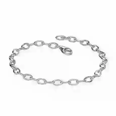 Silver Open Link Charm Bracelet